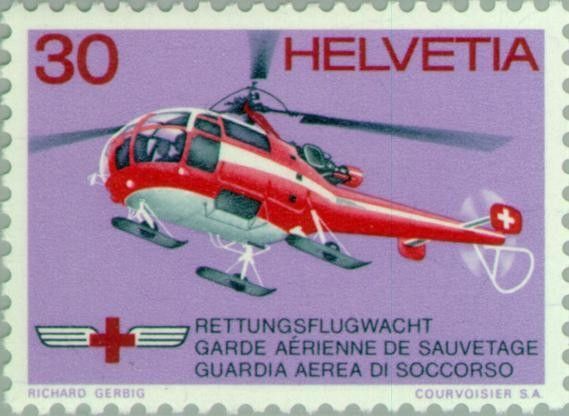 Alouette III stamp марка, вертолет