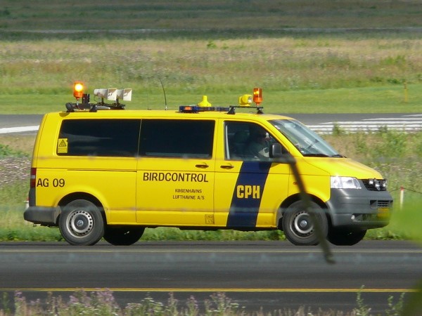 Оборудованный акустической системой автомобиль в аэропорту Копенгагена отпугивает птиц